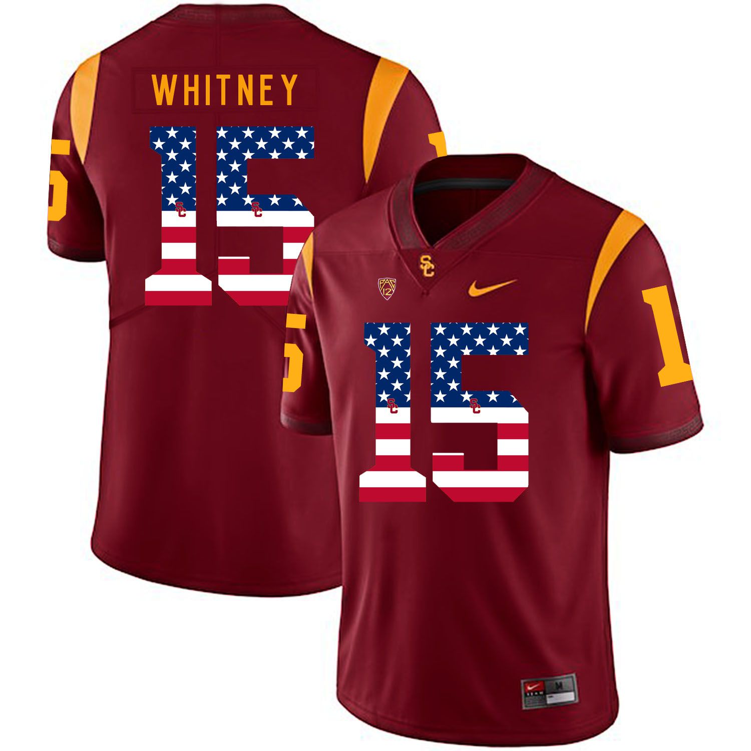 Men USC Trojans #15 Whitney Red Flag Customized NCAA Jerseys